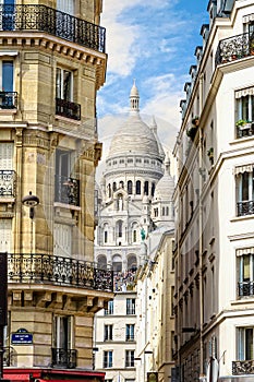 View to Sacred Heart basilica in Monmartre, Paris