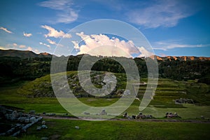 View to Sacsayhuaman UNESCO World Heritage site, Cusco, Peru