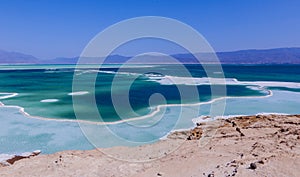 View to the Salty Surface of the Lake Assal, Djibouti