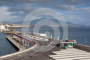 View to San Miguel island from Ponta Delgada marina