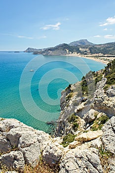 View to sandy Tsambika beach.