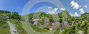 View to scenic smal village of Baume les Messieurs