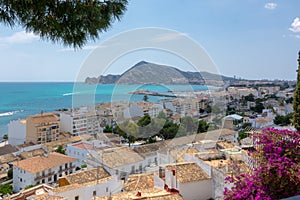 View to the sea and charming white village Altea in Costa Blanca Spain