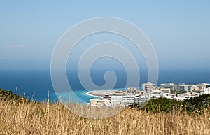 View to the sea and the citycenter from the hill in Rhodes.