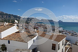 View to the sea over white spanish houses in Altea, Costa Blanca