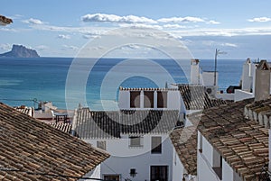 View to the sea over white spanish houses in Altea, Costa Blanca