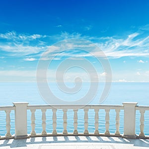 View to sea from terrace with balcony