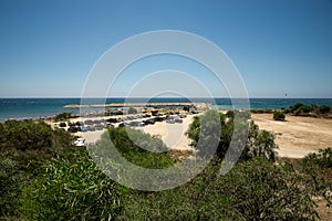 A view to Secret Paradise beach and Marina in a hot summer weekend, Cyprus