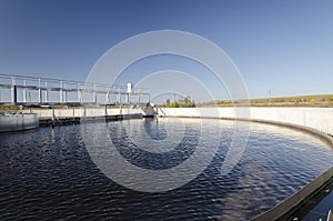 View to sewage treatment plant - water recycling.