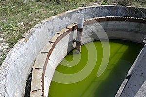 View to sewage treatment plant - water recycling. Waste management