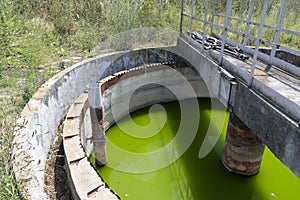 View to sewage treatment plant - water recycling. Waste management