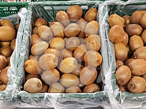 View to a shelf with fruits in a supermarket