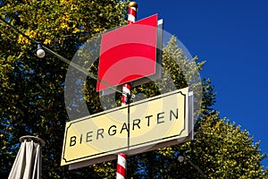 Sign of Biergarten to take a refreshment, seen on Weserpromenade Schlachte photo