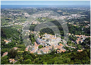 A view to Sintra, Portugal from the walls of Moorish Castle.