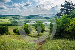 View to small inner-lake in Tihany peninsula, Hungary. Classical hungarian landscape in Balaton-Uplands