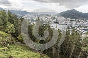 View to the south west across Bergen from FlÃÂ¸yen Mountain