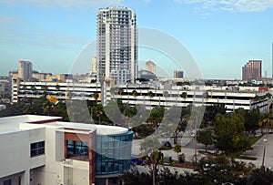 Tampa, Florida downtown skyline looking southwest from Tampa Bay.