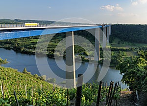 View To The Spectacular Moseltal Bridge Near Koblenz In Germany On A Beautiful Sunny Summer Day