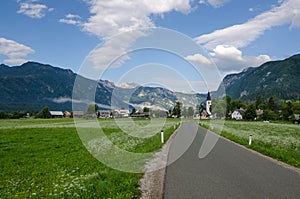 View to Stara Fuzina village near Bohinj lake, Bohinj, Slovenia, Europe