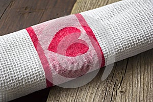 View to the table with a dish towl