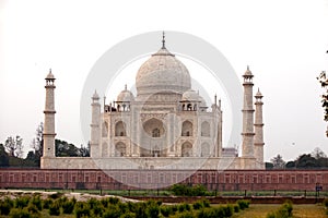View to Taj Mahal across Yamuna river, Agra, India photo