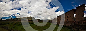 View to Temple of Wiracocha at archaeological site of Raqchi, Cuzco, Peru