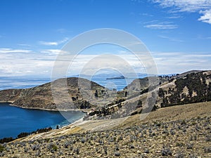 View to Titicaca lake at Isla del Sol