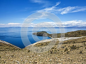 View to Titicaca lake at Isla del Sol