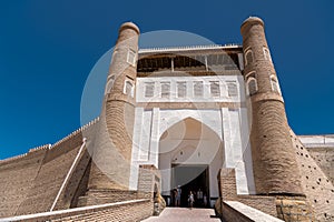 View to the Tourists near the Entrance Gates of the Ark, Bukhara, Uzbekistan