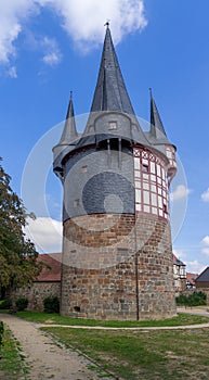 View to tower called Junker Hansen tower in the german city called Neustadt Hessen. photo