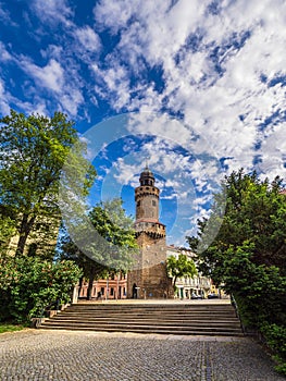 View to the tower Reichenbacher Turm in Goerlitz, Germany