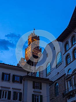 View to the tower Torre di Arnolfo in Florence, Italy photo