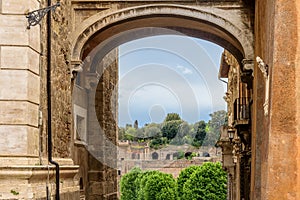 View to town from Capitoline Museums in Rome, Italy.