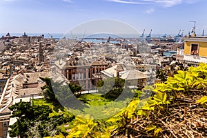 View to a traditional mediterranean city. Genoa