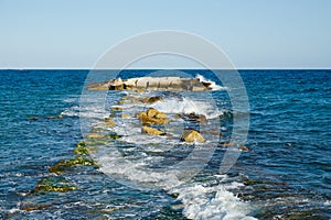 View to turquoise Mediterranean Sea from Villajoyosa, Costa Blanca, Alicante, Spain photo