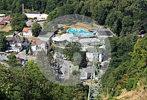 View to the valley station of the Burgberg cable car.