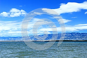 View to the Velebit mountain range from Nin town, Adriatic sea, Croatia