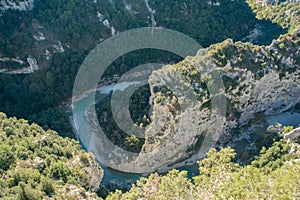 View to Verdon River from the Mescla balconies, France photo