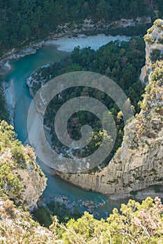 View to Verdon River from the Mescla balconies, France photo