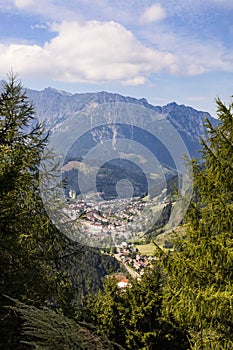 View to village Eisenerz in Styria