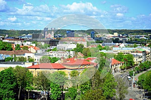 View to the Vilnius city from Gediminas castle hill