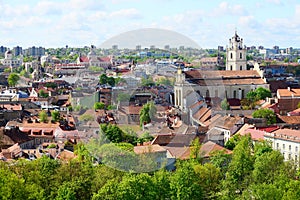 View to the Vilnius city from Gediminas castle hill