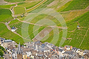 View to the vineyards near Bernkastel-Kues and river Moselle, Germany