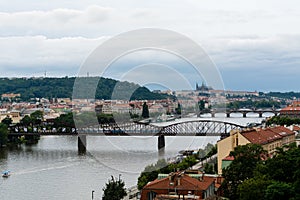 View to the Vltava the river and briges of Prague photo