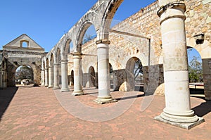 View to the yard of Convento de Cuilapam in Oaxaca photo