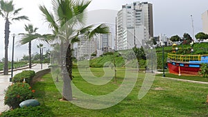 View to Yitzhak Rabin park in Miraflores, Lima