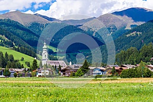 View of Dobbiaco, little town in the Puster Valley, Italy. photo