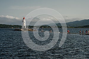 View of Tokarevskiy lighthouse and russian island