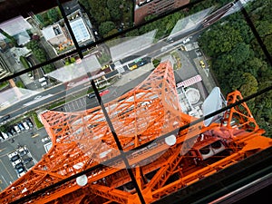 View from Tokyo Tower through glass floor