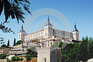 View of Toledo Castle, old town in Spain. Retro, vintage photo style